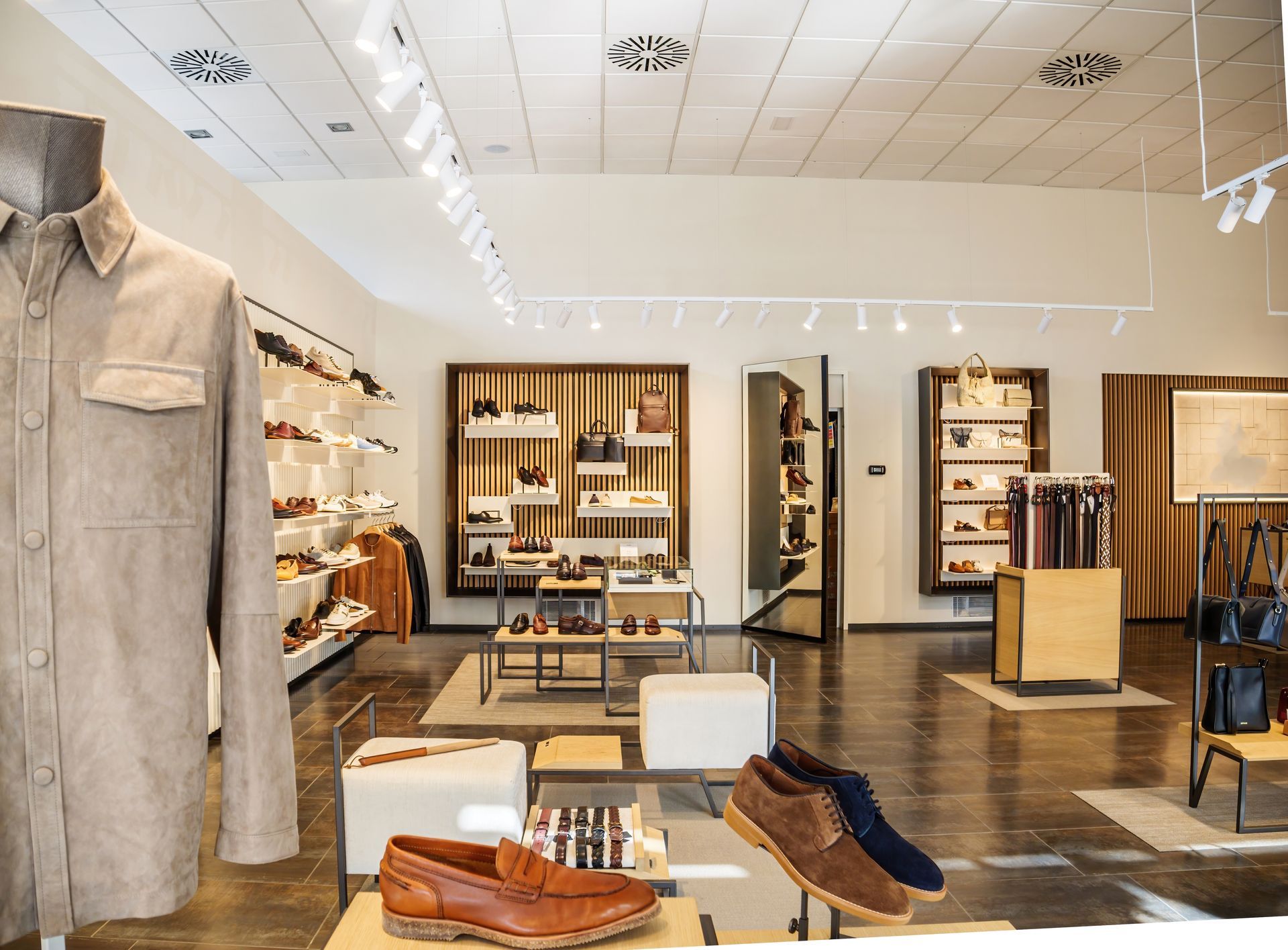 A store filled with lots of shoes and clothes.