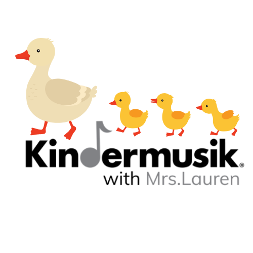 Duck and three ducklings with music note, 