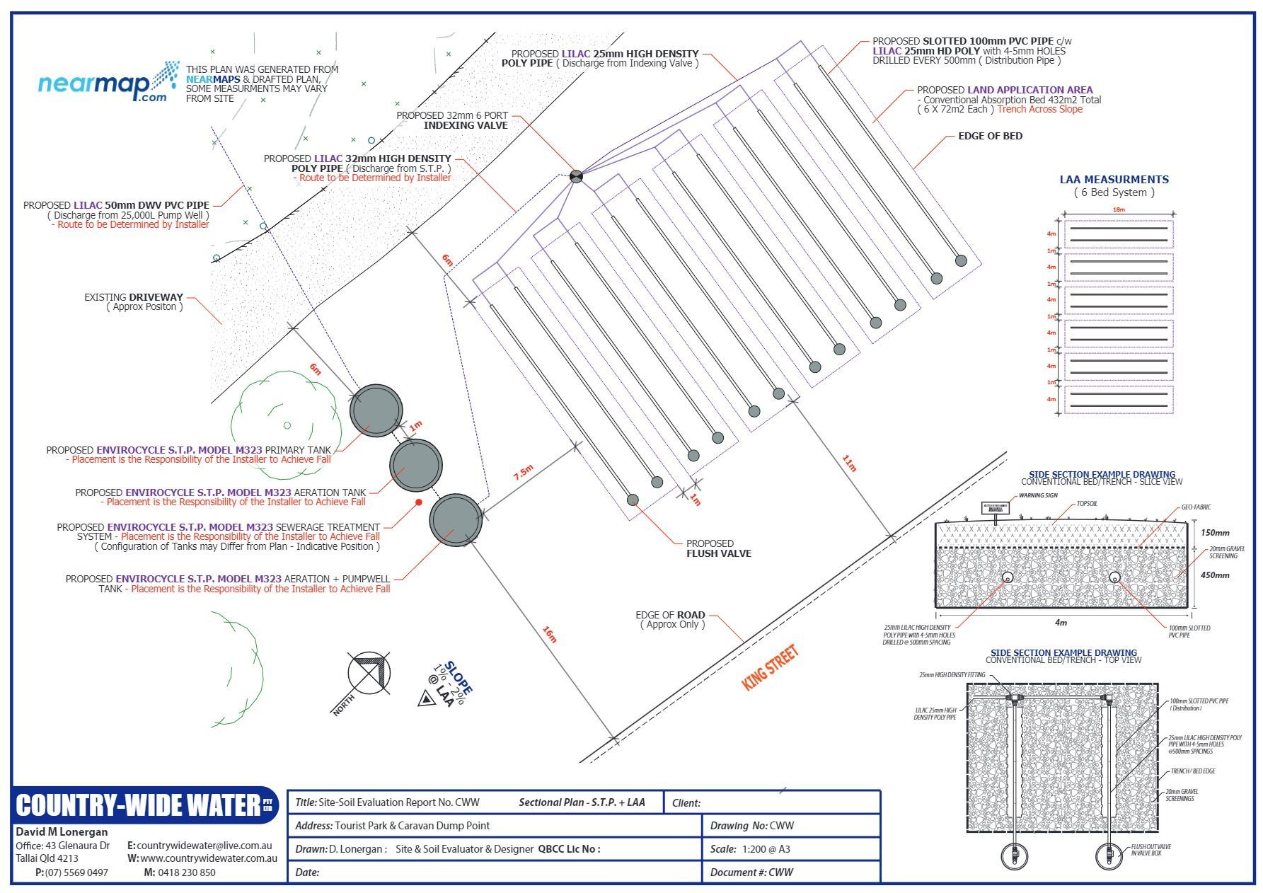 Commercial Sewerage Treatment Plant & Multi-Zone Conventional Absorption Bed Laa | Qld | Country-Wide Water Pty Ltd