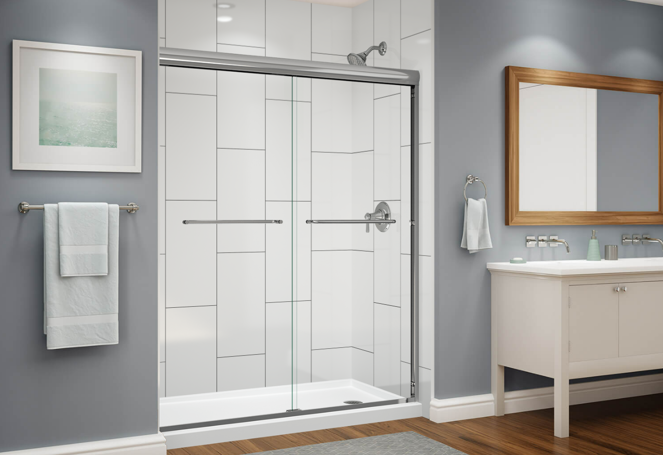 Modern bathroom with glass shower