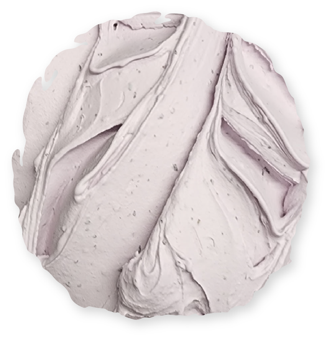 Swirled light purple, textured cosmetic product.