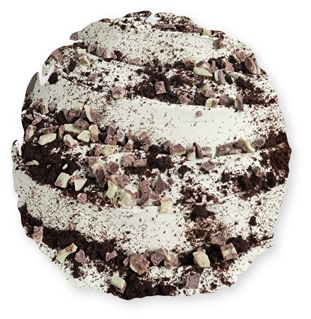 Mint chocolate ice cream with cookie crumbles.