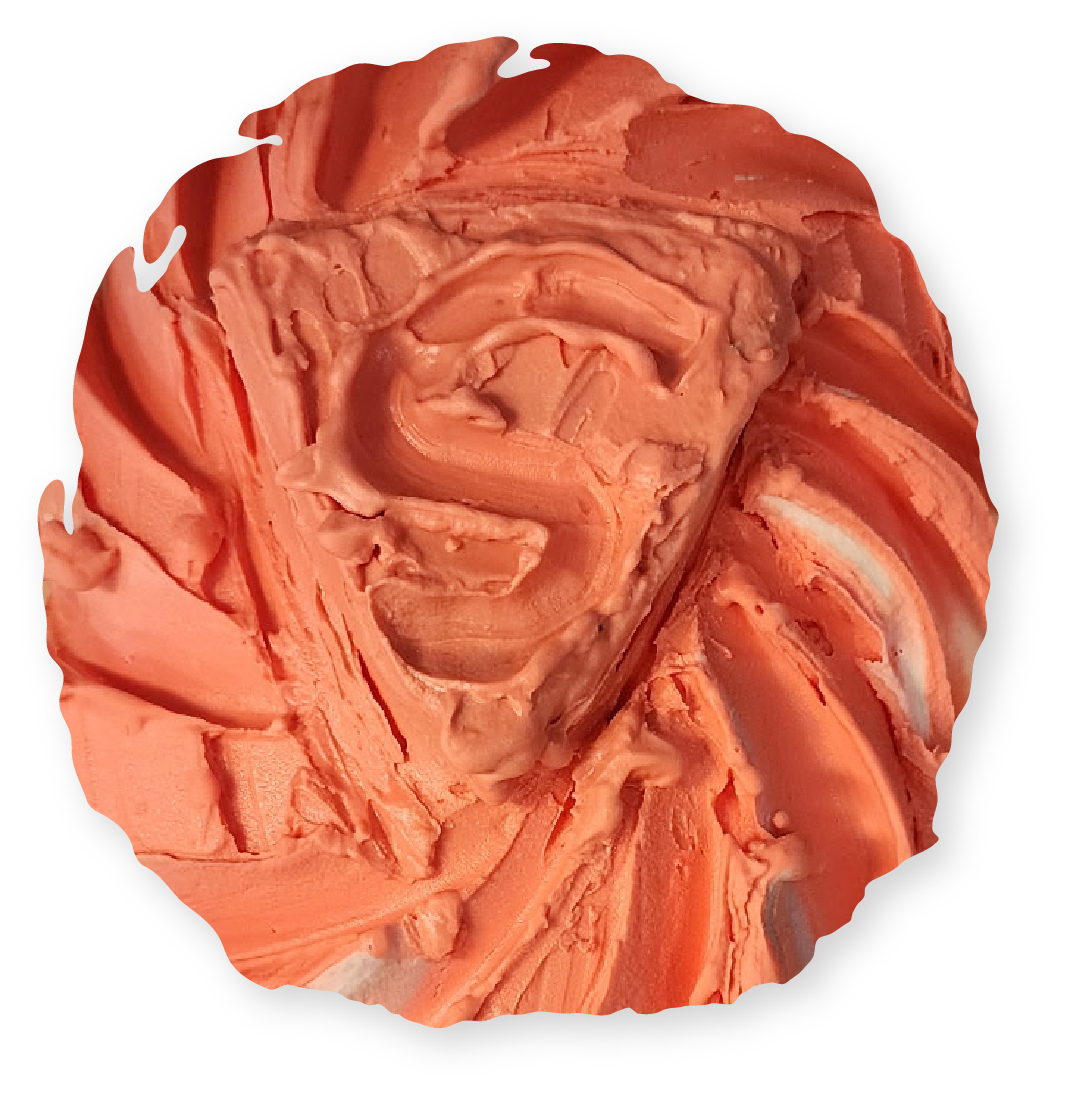 Orange circular textured design with the letter