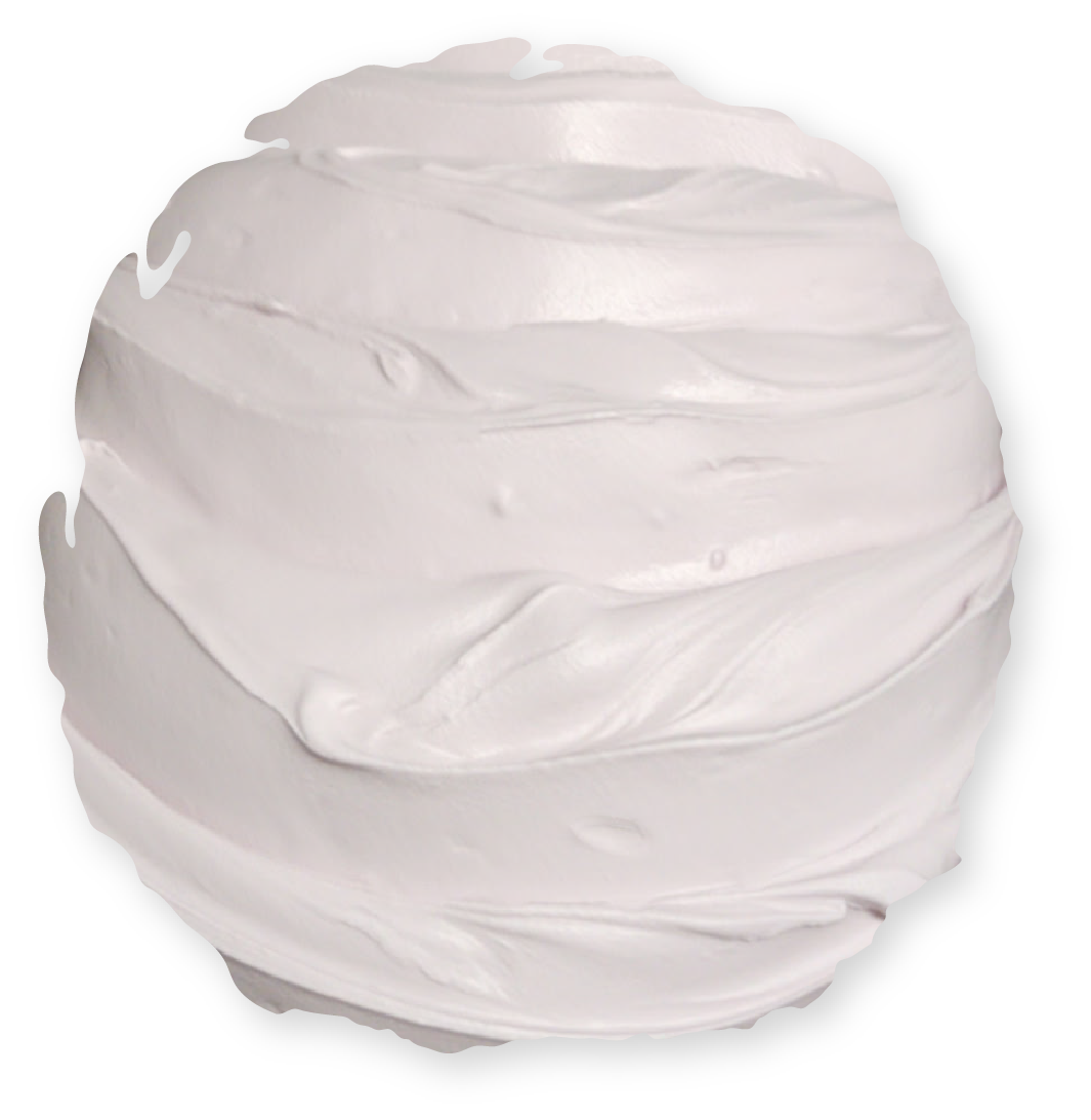Swirled white cream, smooth and textured, spherical shape.