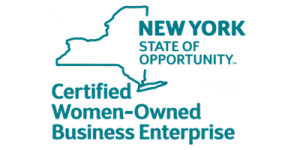 The new york state of opportunity certified women-owned business enterprise logo