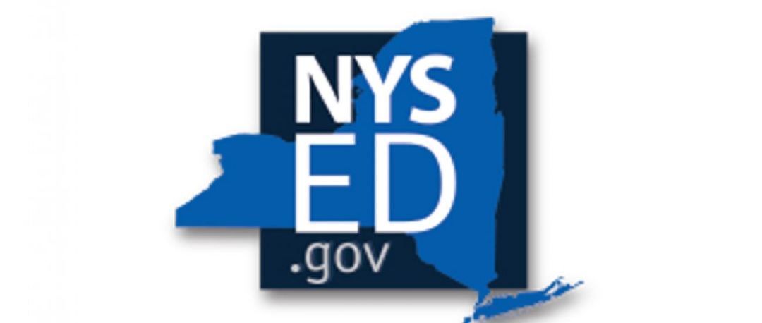 The nys ed gov logo is blue and white