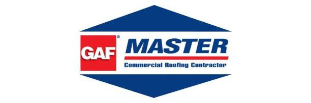 The logo for gaf master is a commercial roofing contractor.