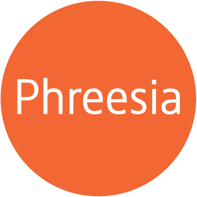 Orange circle logo with the word “Phreesia” in white text