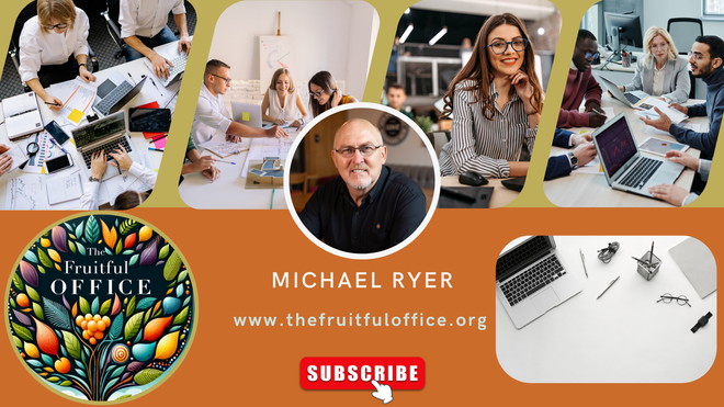 Banner with office scenes and a headshot. Includes