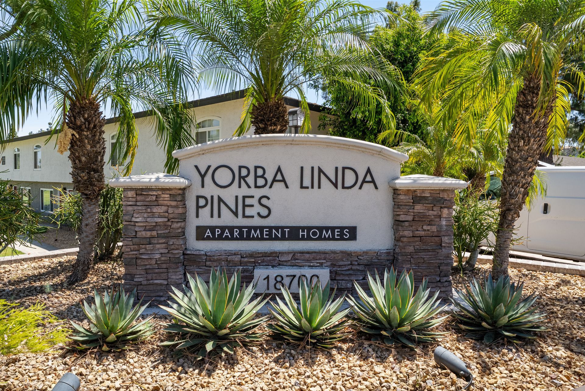 front monument sign for Yorba Linda Pines