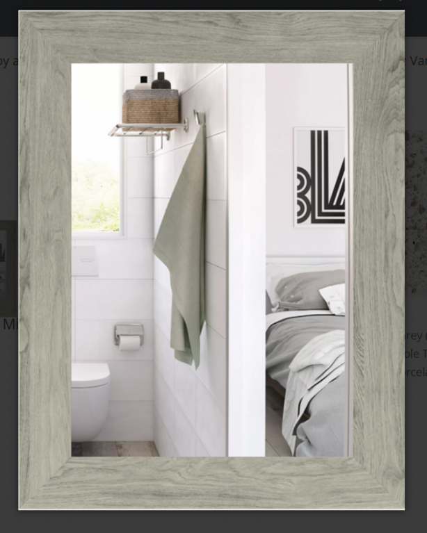 A bathroom with a toilet a bed and a mirror