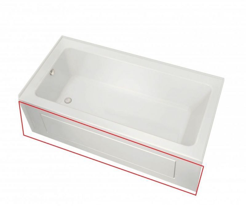 A white bathtub with a red outline around it on a white background.