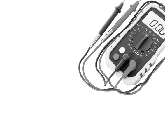 Multimeter with probes, reading zero, on white background. | Mike's Garage CC