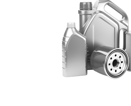 Silver oil cans and a filter. | Mike's Garage CC