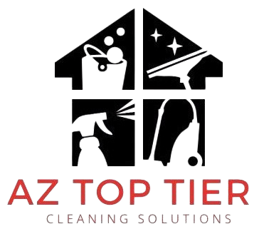 Logo: a black house shape with cleaning icons and