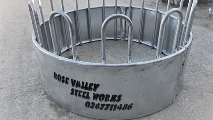 a round metal object that says rose valley steel works on it