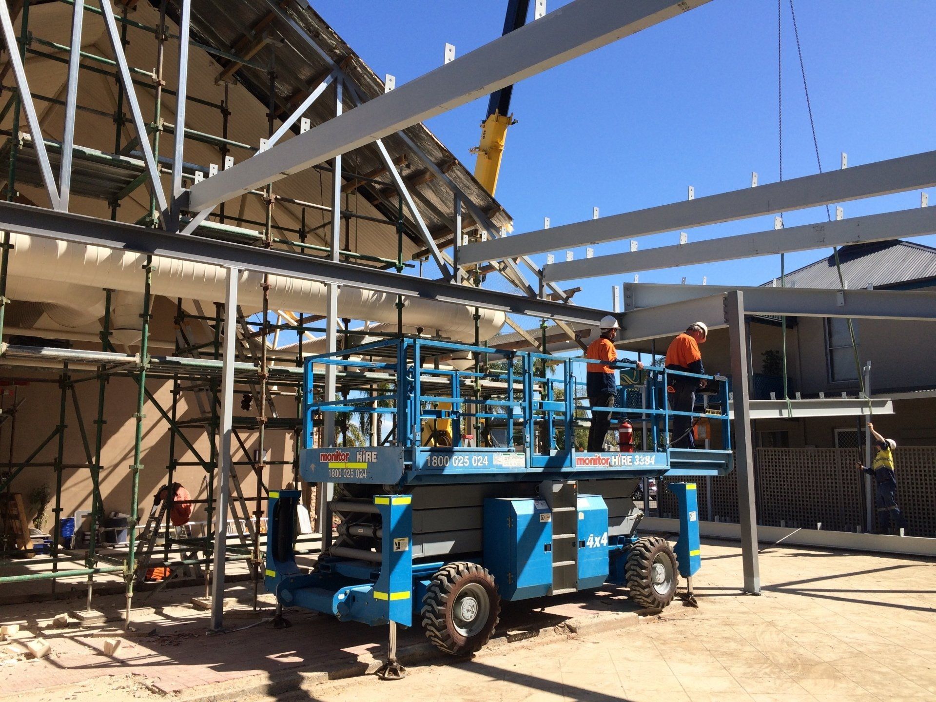 steel frames of a house in construction with rose valley steel works 