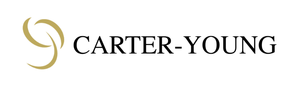 A logo for carter young is shown on a white background.