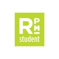 A green and white logo for a company called rpm student.