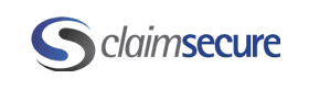 ClaimSecure logo with a blue and gray stylized “S” icon and text.