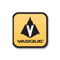 A logo for a company called vasque with a mountain in the middle