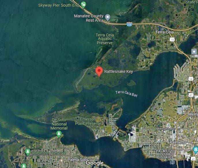 An aerial view of a large body of water and a city