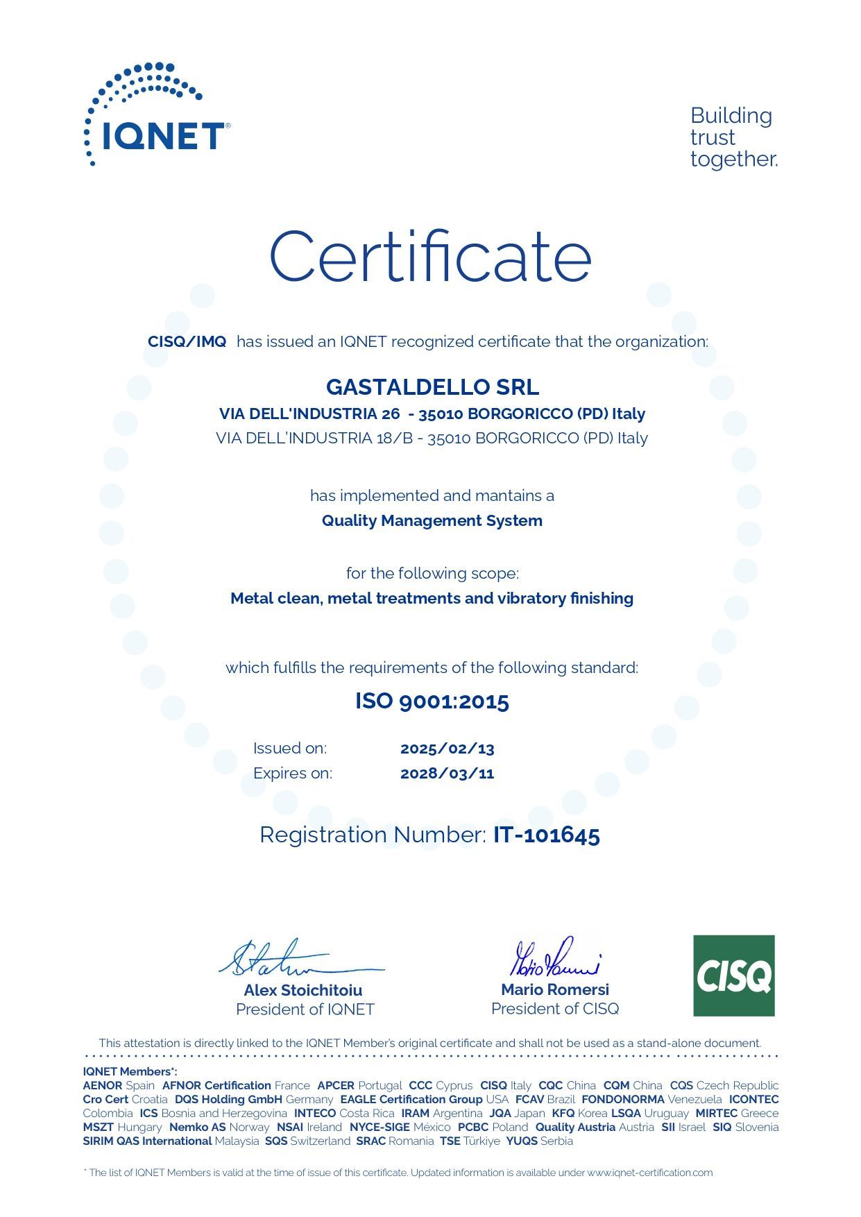 gastaldello certificazione n1 