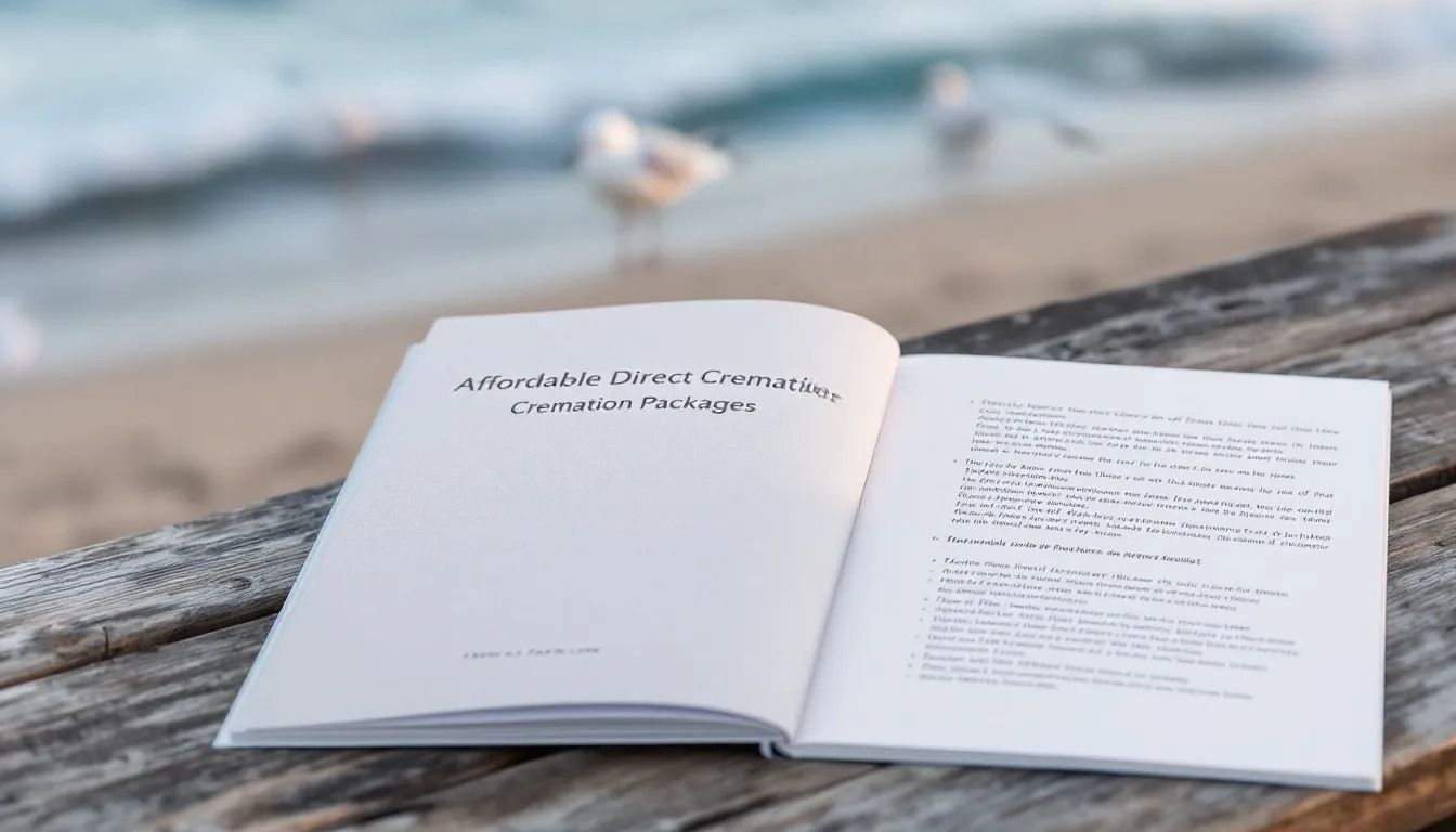 Open book on a wooden surface at the beach, waves in background. Seagulls are blurred in the distance.