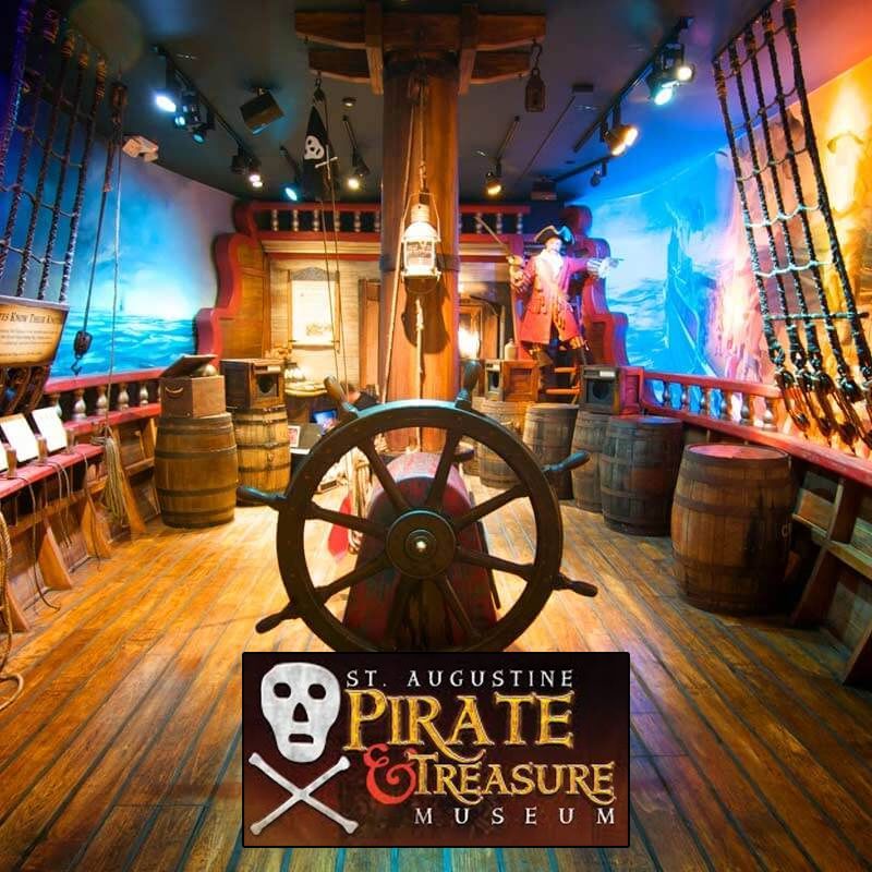A sign for the st augustine pirate & treasure museum