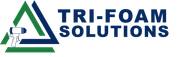 Logo for Tri-Foam Solutions: a blue and green triangle with a spray gun, next to the text "TRI-FOAM SOLUTIONS."