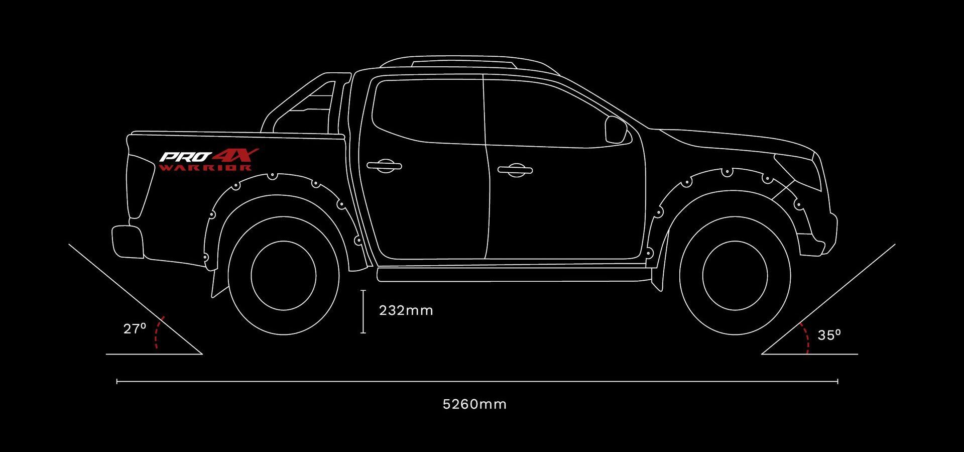 Navara WARRIOR Side-View Line Drawing