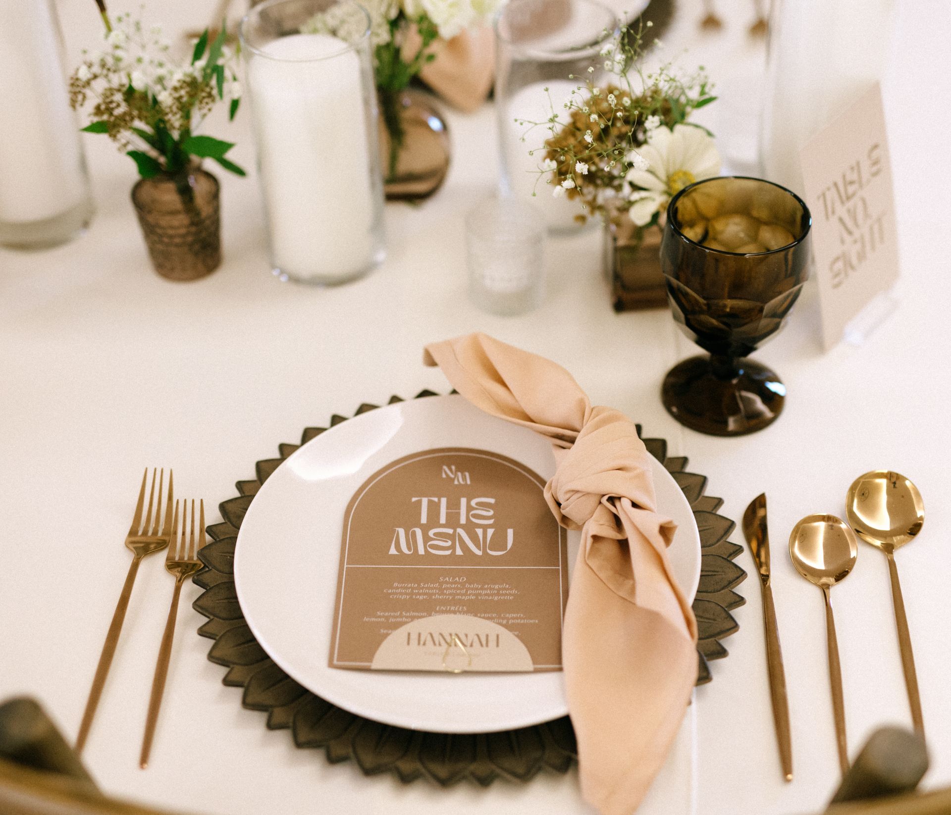 Brown neutral place setting