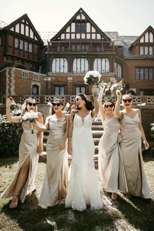 Bridesmaids celebrating