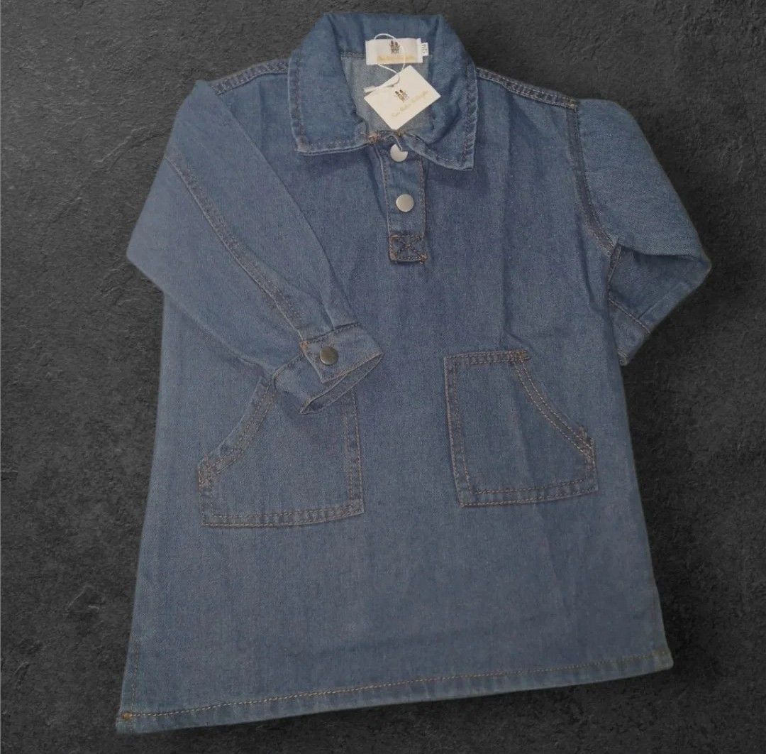 Little girls Long Sleeve Denim Dress