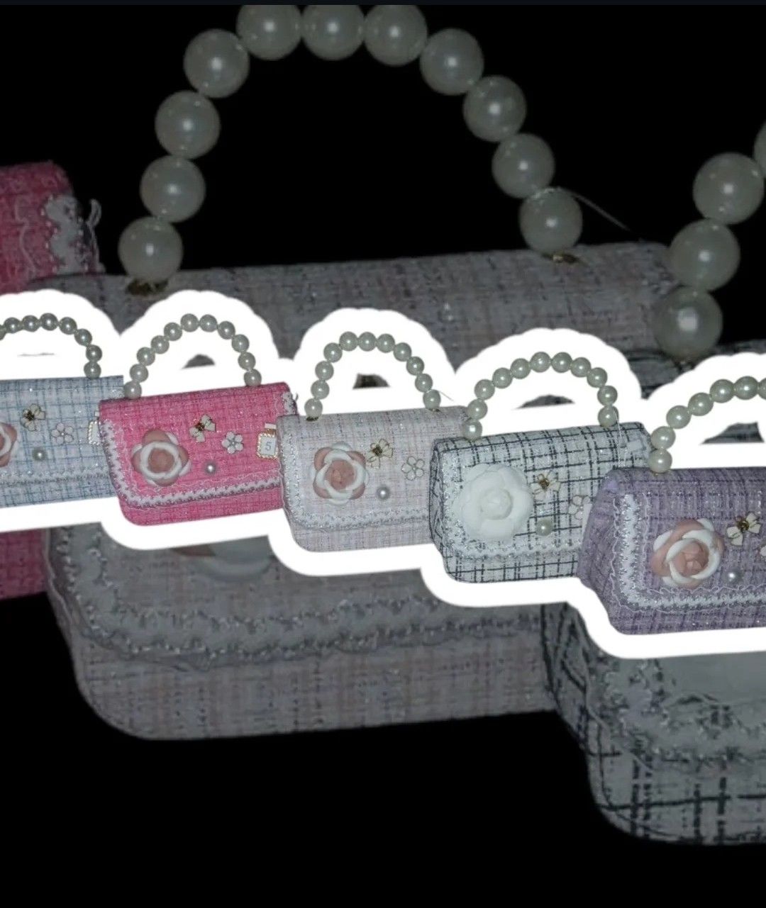 Little girls Pearl handle Casual handbag