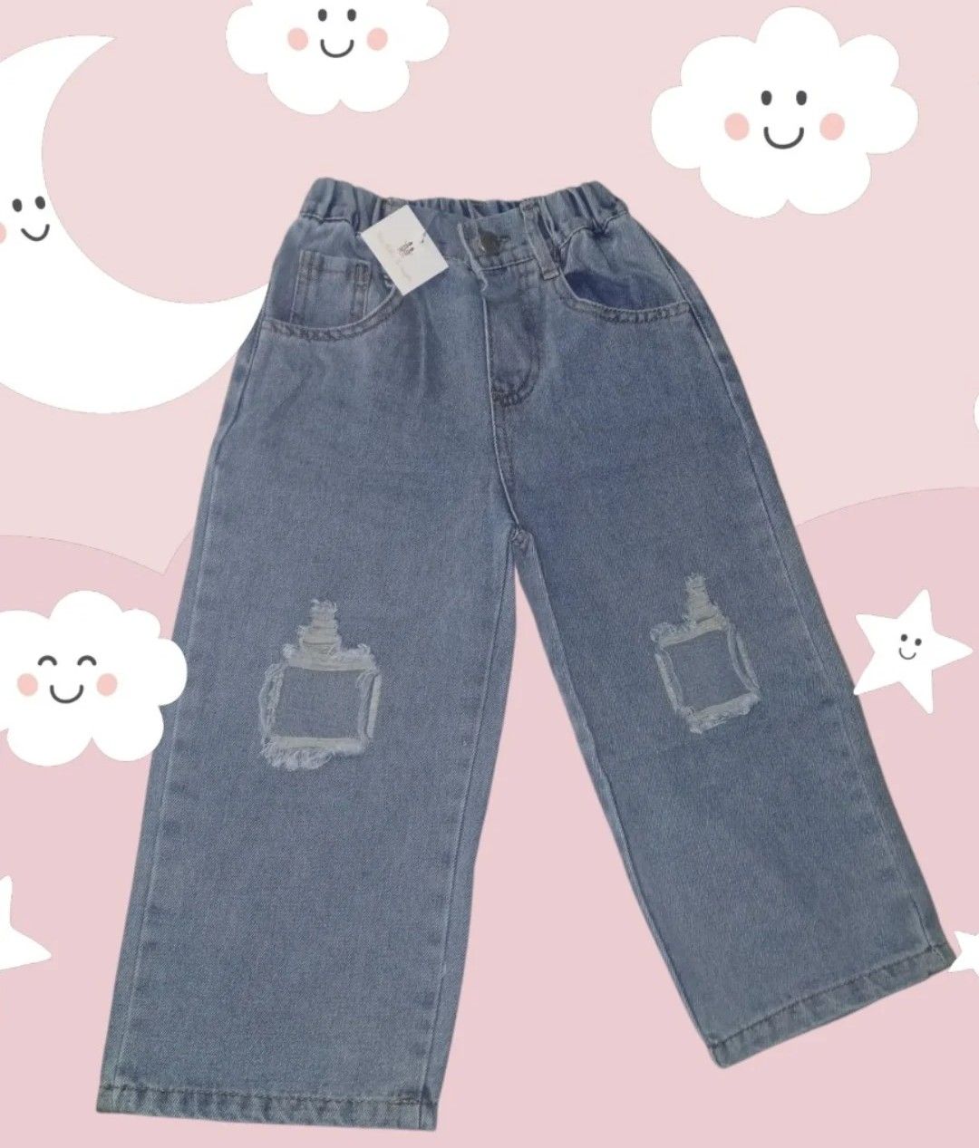 Denim Ripped elastic waist jeans