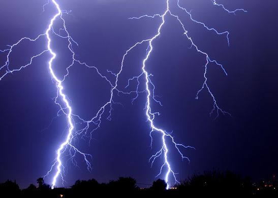 Electrical storm, lightening striking.