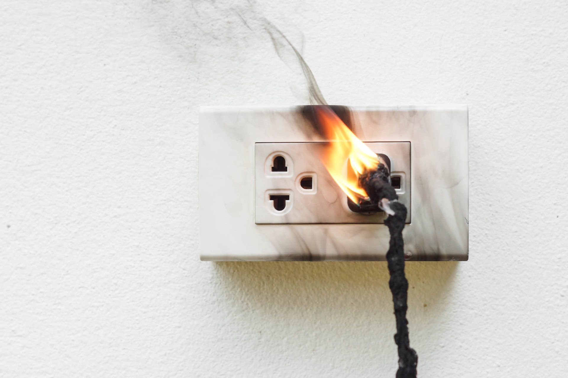 Power outlet on fire