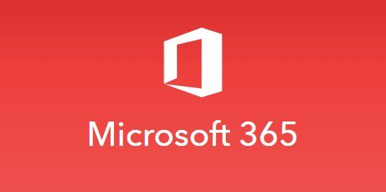 The microsoft 365 logo is on a red background.