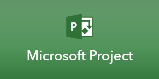 The microsoft project logo is on a green background.