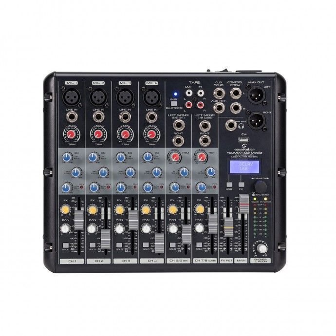 8-Channel Professional Mixer with Media Player, BT and Digital Multi Effect