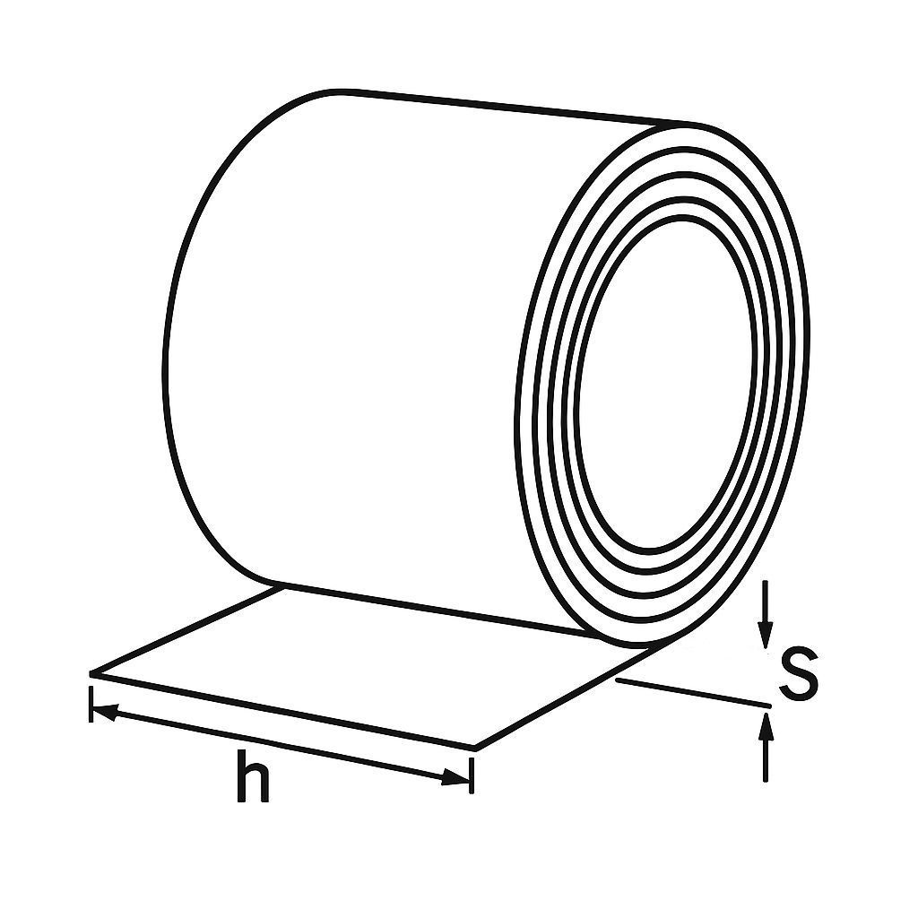 Un disegno in bianco e nero di un rotolo di gomma.