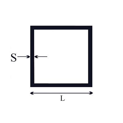 Un quadrato lungo l e largo s su uno sfondo bianco.