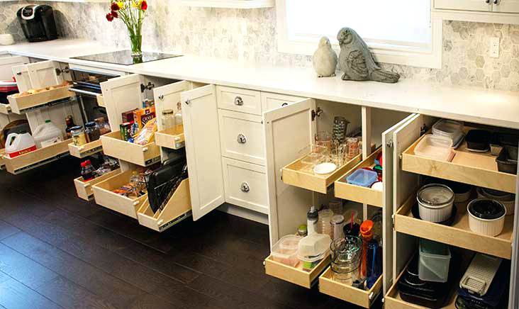 Space With Rollout Shelves For Cabinets, Pull Out Drawers For Kitchen Cabinets Canada