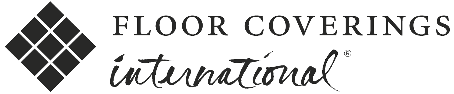 Logo for Floor Coverings International. Black diamond pattern with text: Floor Coverings International.