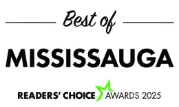 Best of Mississauga Readers’ Choice Awards 2025 logo with black text and green star