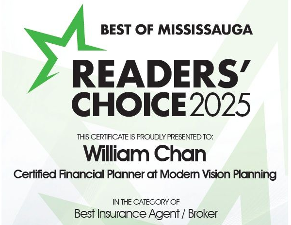 Best of Mississauga 2025 Readers' Choice  award for William Chan, Best Insurance Agent/Broker in Mississauga | Certified Financial Planner