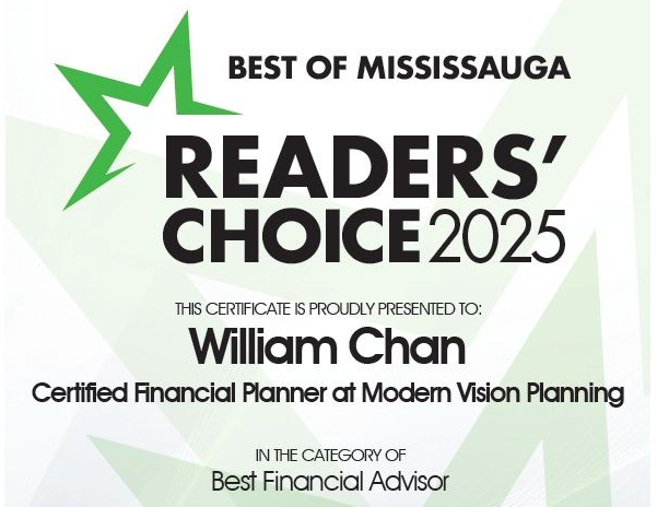 Best of Mississauga 2025 Readers’ Choice award for William Chan CFP, CLU, CHS, CEA, Best Financial Advisor
