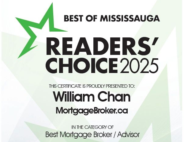 Best of Mississauga 2025 Readers' Choice  award for William Chan | Best Mortgage Agent/Broker in Mississauga| Certified Financial Planner
