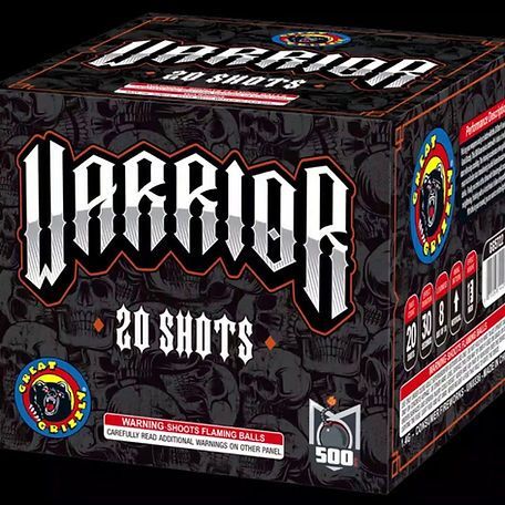 A box of warrior 20 shots with skulls on it.